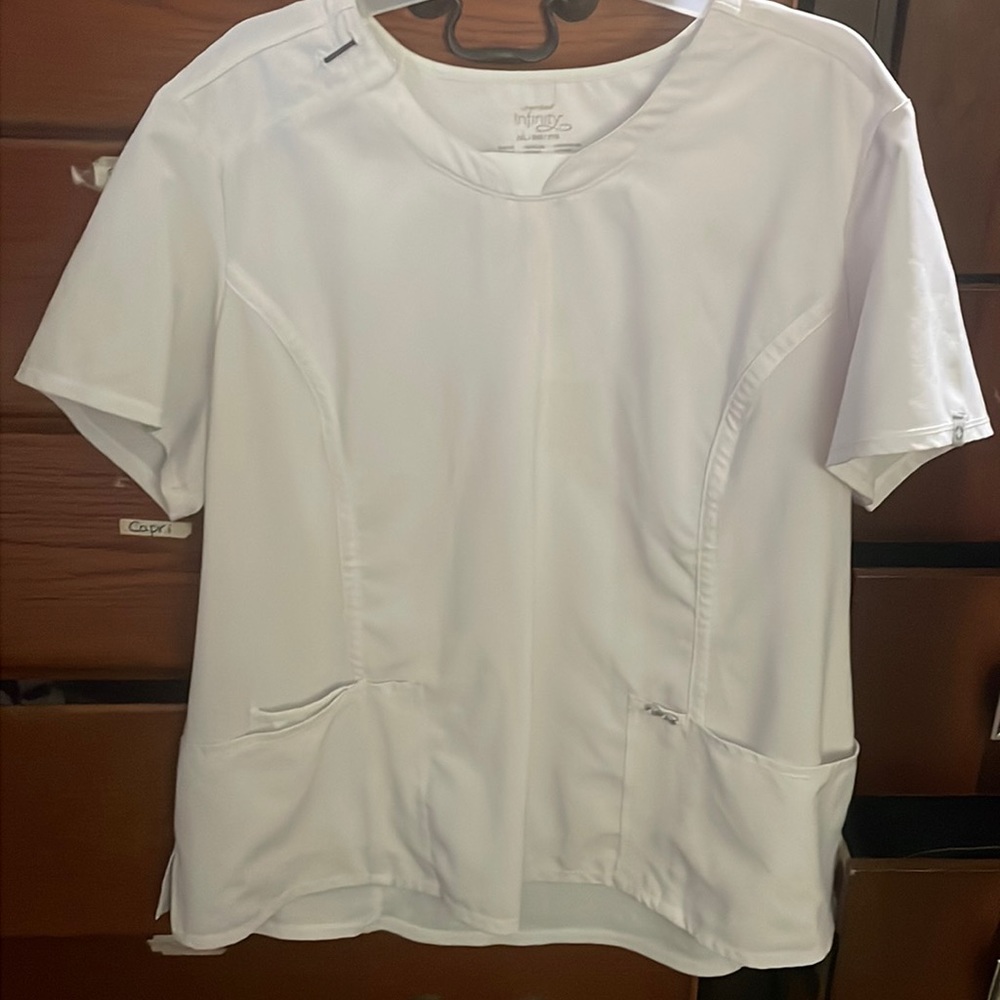 2XL white scrub top